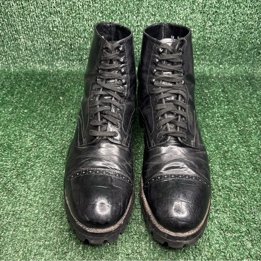 Stacy Adams Madison 00044 Leather Boots Alligator‎ Print Vibram Lug Sole Sz 10